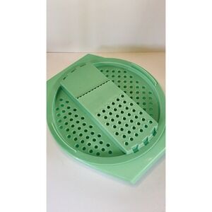 Vintage Tupperware Grater Slicer Green Round Kitchen Gadget Made USA 787-6 786-9
